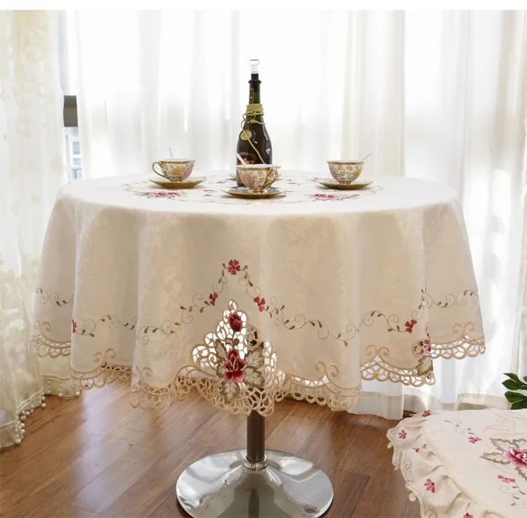 

Big size round european style Embroidered table cloth free shipping wholesale