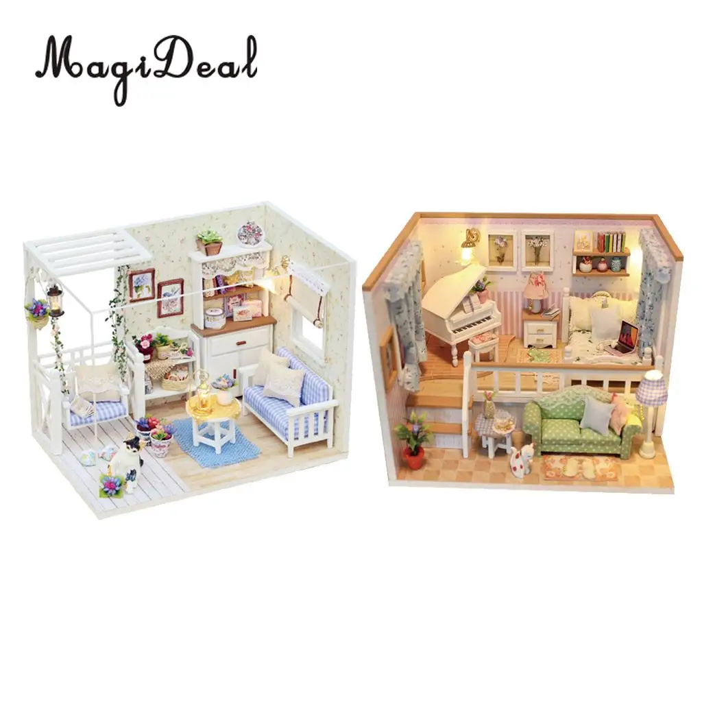 

DIY Miniature Wooden Dollhouse Furniture Project Kits Toy with Dust Cover & LED Light - Because of You & Kitten Diary