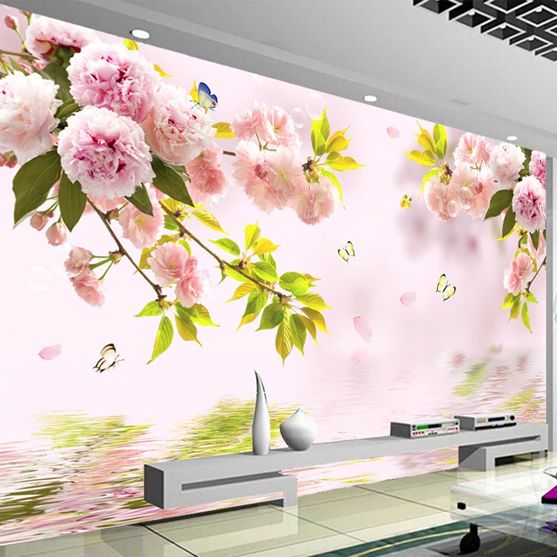 カスタム壁画壁紙 3d ファッションシンプルな桜背景壁画リビングルームのベッドルームロマンチックな家の装飾フレスコ画 Mural Wallpaper 3d Custom Muralmural Wallpaper Aliexpress
