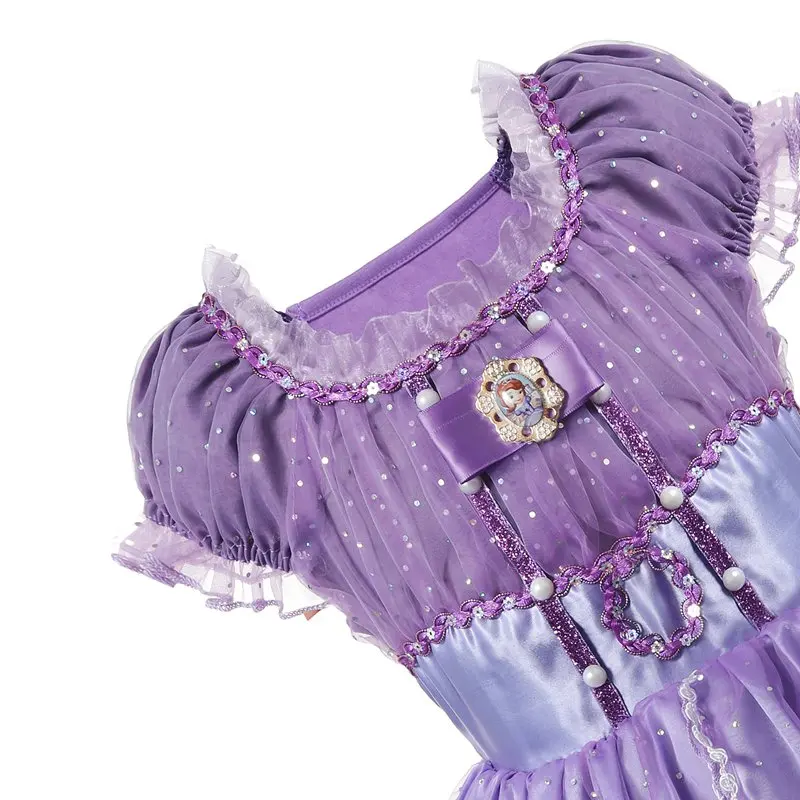 ELMAGE/летние платья принцессы; маскарадный костюм Софии для девочек; 5 слоев; детское праздничное платье-пачка с цветочным рисунком на Хэллоуин; костюмы
