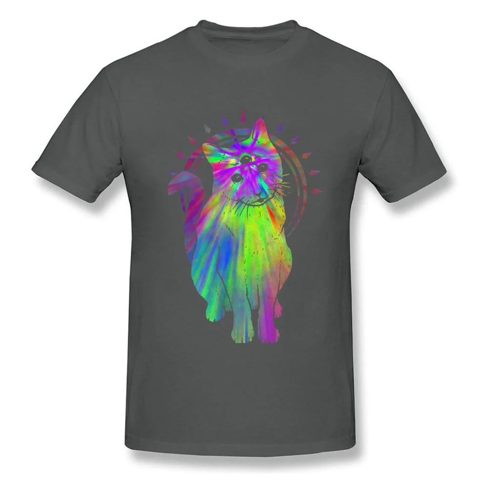 Psychic psychedelic trippy cat T Shirt New Fashion Mens ostern Day Tops & Tees Printed On Clothing Shirt Round Neck Pure Cotton Psychic psychedelic trippy cat carbon