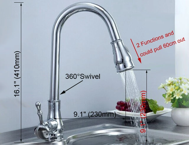 Polished Chrome Brass Single Handle Swivel Kitchen Bathroom Sink Basin Faucet Mixer Taps asf102