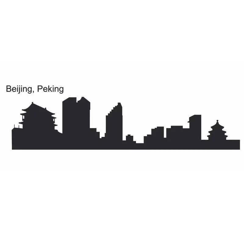 

BEIJING City Decal Landmark Skyline Wall Stickers Sketch Decals Poster Parede Home Decor Sticker
