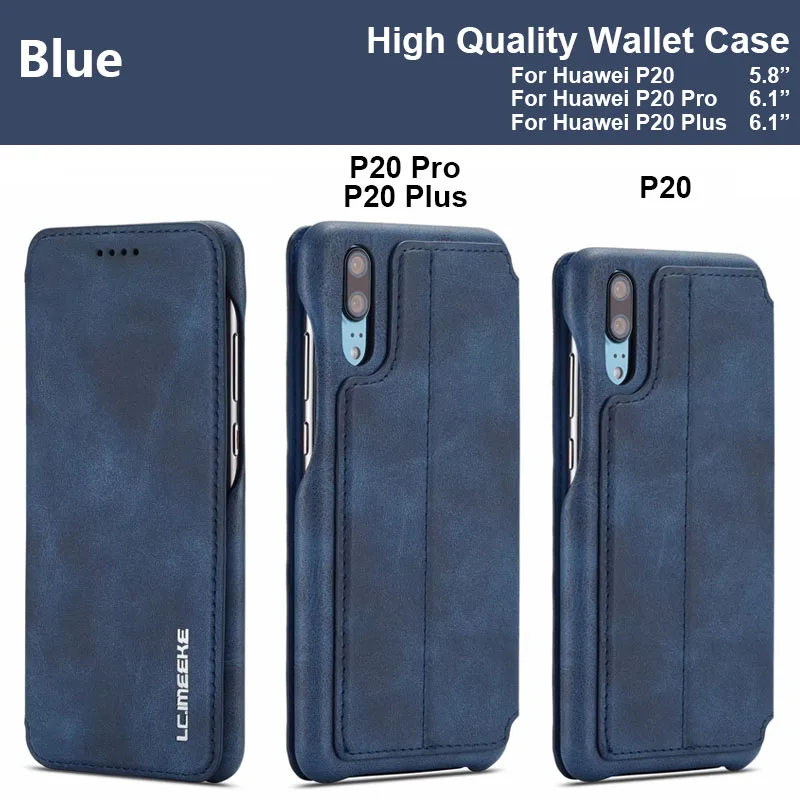 Чехол для huawei P20 Pro, роскошный брендовый кошелек, чехол для huawei P20 Pro, кожаный флип-чехол s, ретро чехол для телефона, чехол для huawei P20 Plus - Цвет: Синий