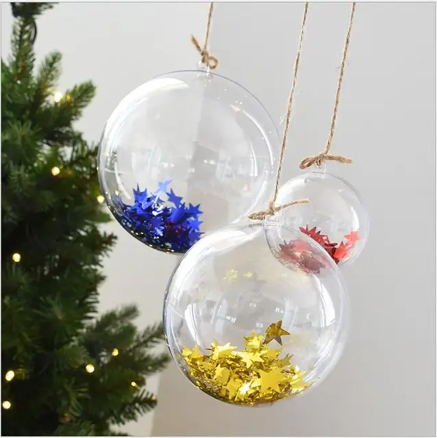 Us 67 68 6 Off 200 Pcs Lot Plastic Clear Christmas Decorations Hanging Ball Bauble Candy Ornament Xmas Tree Outdoor Decor In Pendant