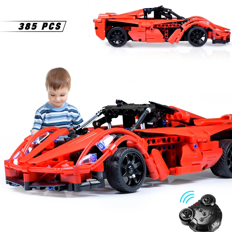 

KACUU Remote Control RC Car Building Blocks Technic Series DIY Toys For Kids Red Sport racing Car Model Blocks Sets