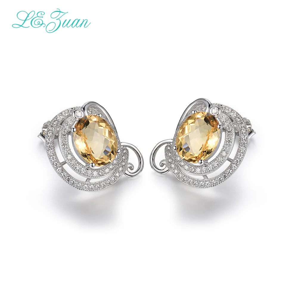 

I&zuan 4.75ct Natural Citrine Drop Earrings 100% Real 925 Sterling Silver Jewelry Cluster Gemstone Earrings For Women
