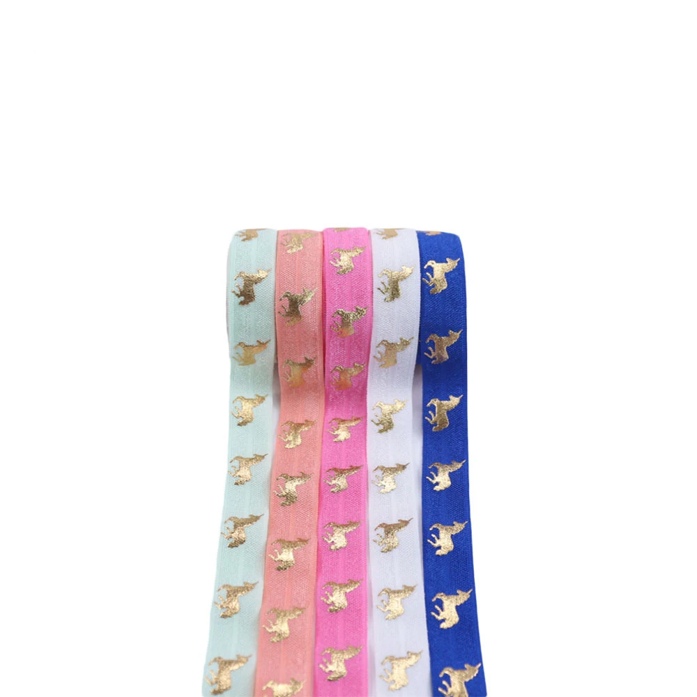 

Unicorn Gold Foil Elastic Bands 15mm FOE Fold Over Elastic Bands ,5/8" gold foil fold over elastic,foe elastic