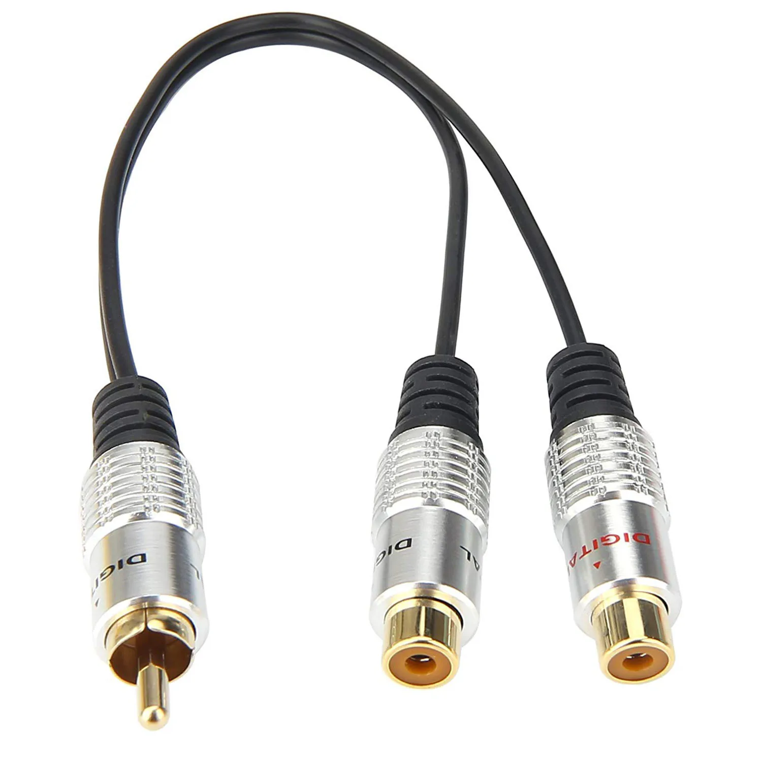 VZ-334 VOYZ RCA Audio Cable with Dual Gold Plated Molded Connectors 2 RCA L Shape to 2 RCA Male Full Copper Series 3FT