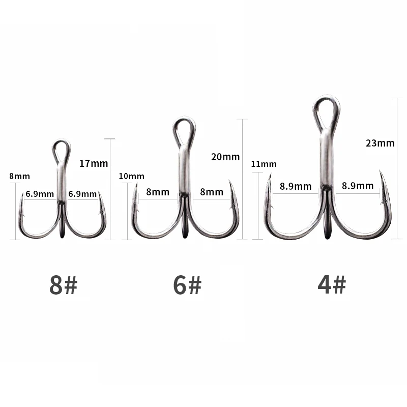 Тройными крючками для выведения токсинов, 40 шт Супер острый однотонные тройными крючками колючий рыболовный крючок из высокоуглеродистой Сталь крючки 4/6/8