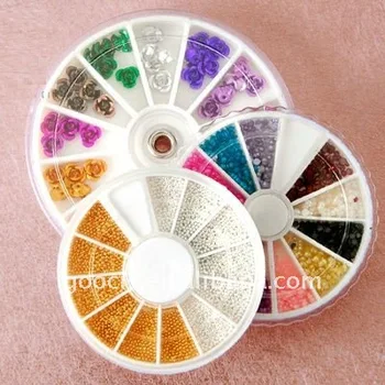 

3 X NAIL ART DECORATION WHEELS MIXED STYLE Nail Glitter Rhinestone Set Free Shipping