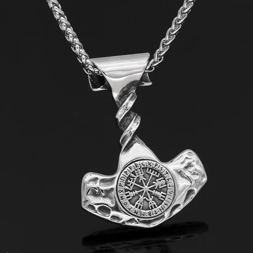 Мужское скандинавский Викинг thor hammer vegvisir Mjolnir ожерелье из нержавеющей стали с
