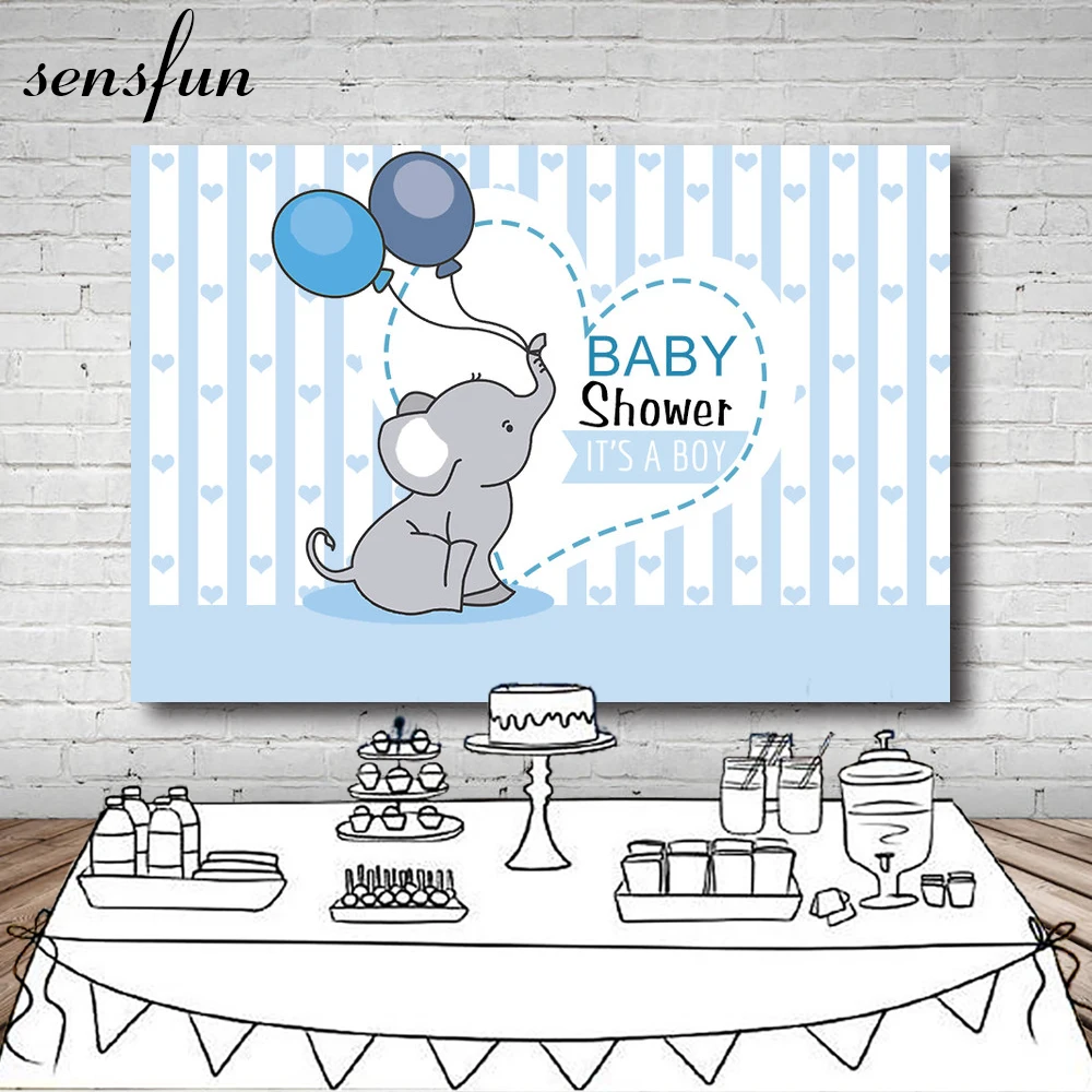 Sensfun светильник голубых тонах слон Baby Shower фон для фотосъемки с изображением