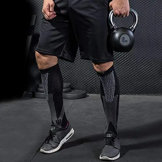 

Men compression socks polyester fast dry track and field profession sports crew sock male thick playing ball compressie sokken