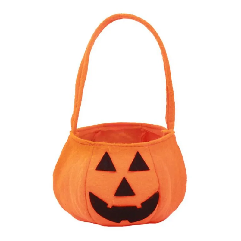 Smile Pumpkin Bag Kids Trick or Treat Candy Bag Children Handheld Bags