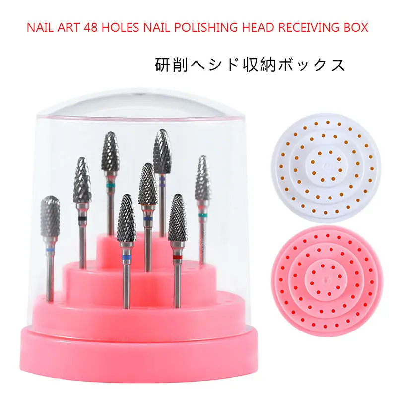 

Unhas Unha Manicure New 48 Holes Nail Polishing Tool Head Receptacle Storage Box Display Base Rack Electric Machine Accessories