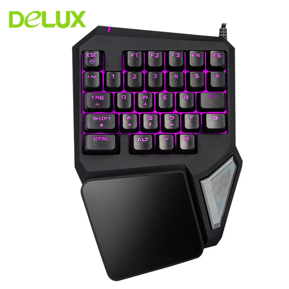 38 Keys Mini Gaming Keyboard One Single Hand 7 Color Backlit for PUBG PC Laptop