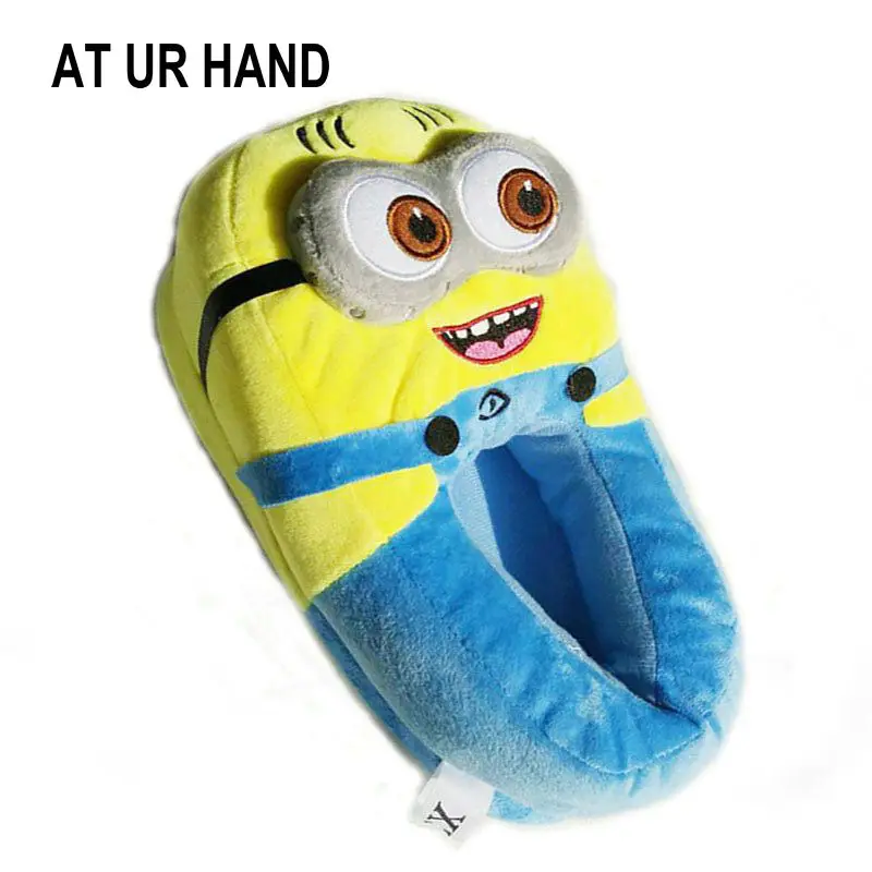 

AT UR HAND Minions Indoor Slippers Plush Stuffed Funny Slippers Flock Cosplay House Shoes Adult Winter Home Slipper