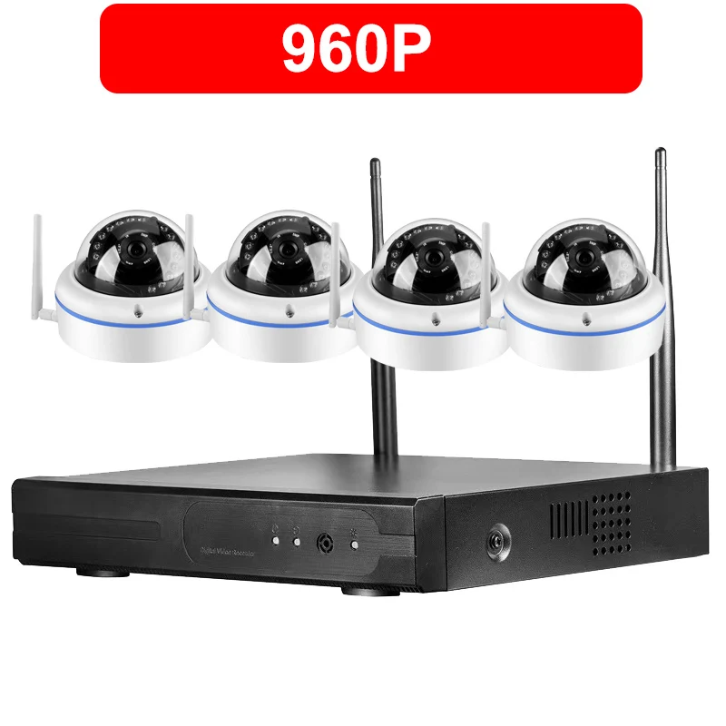 4CH 1080 P вандалоустойчивый купол Wifi CCTV IP камера безопасности системы Wifi NVR беспроводной IP наружного наблюдения видео wi-fi-комплект 960 P P2P - Цвет: 960P