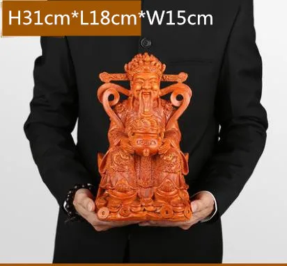 Dios de la riqueza Buda Kaiguang Fortuna ornamentos Wencai Dios Buda estatua casa empresa regalos de la suerte adoración dioses 31 cm altura