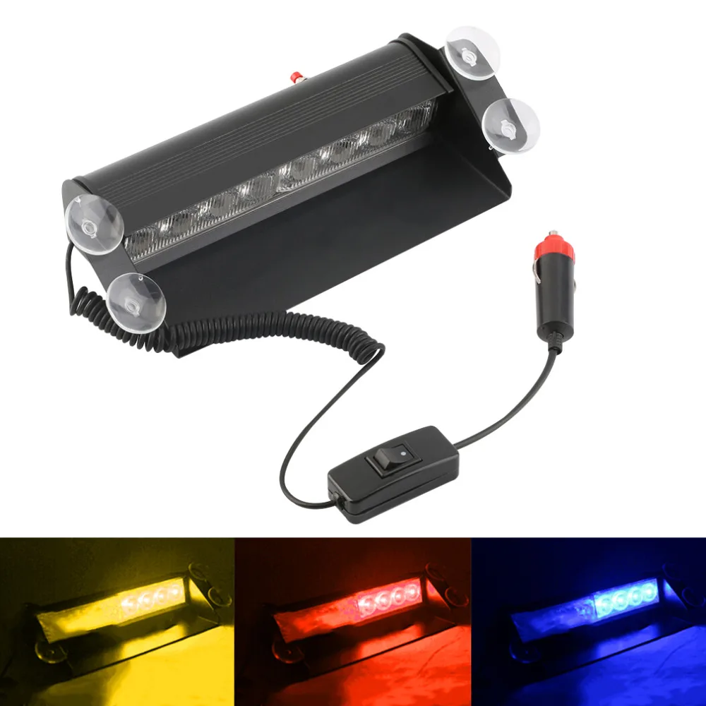 

New 8 LED Red/Blue/Yellow Car Police Strobe Flash Light Dash Emergency Warning 3 Flashing Fog Light Daytime Running Light