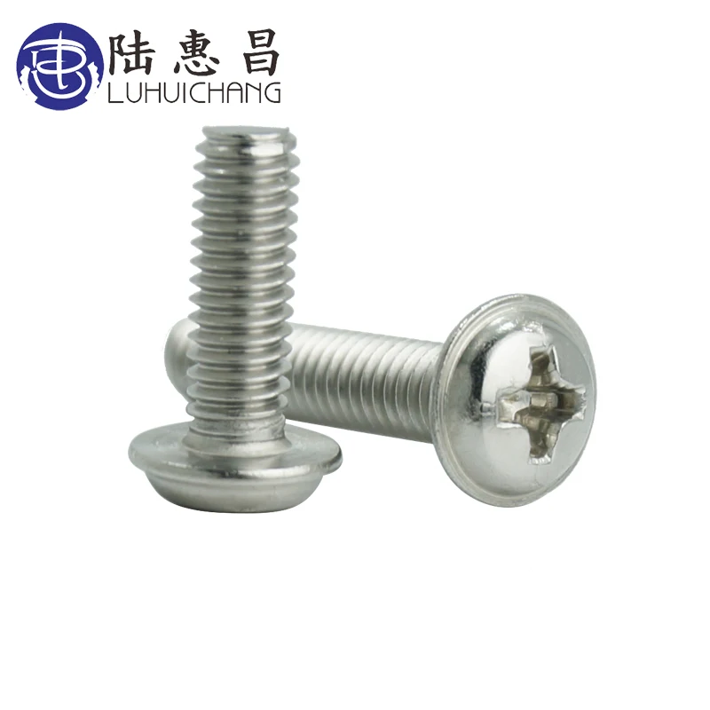 Бесплатная доставка винты luchang M6 * 8 Pan Electronic 304 из нержавеющей стали Phillips с шайбой