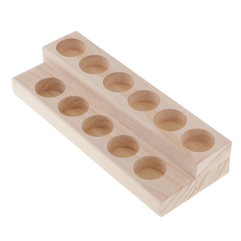 2Set Solid Wood Single Tier Aromatherapy Perfume Essential Oil Display Stand Storage Organizer Rack Holder for 5ml -15ml Bottles