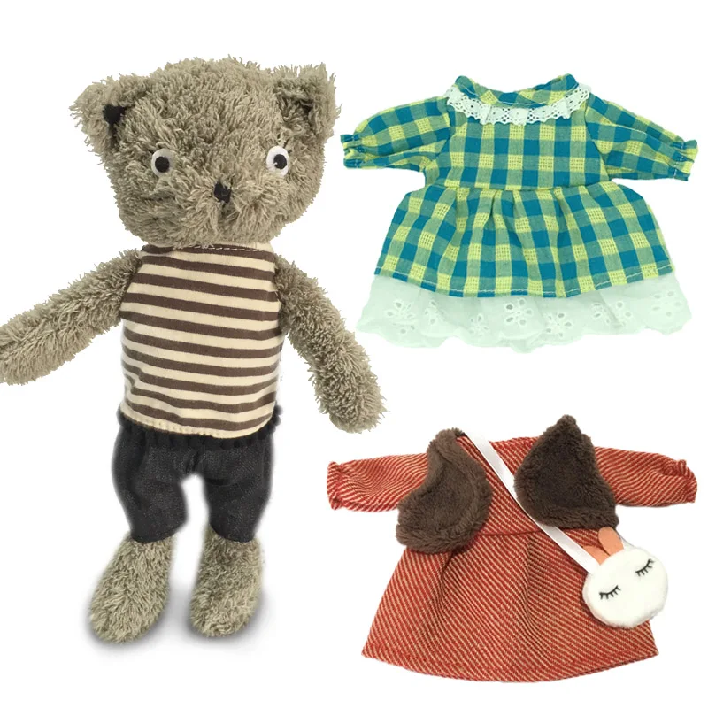 1 комплект Kawaii кошки плюшевые куклы с сменной одеждой чучело мягкие игрушки для детей девочек детские игрушки подарок(1 Кот и 2 одежды - Цвет: Style 07