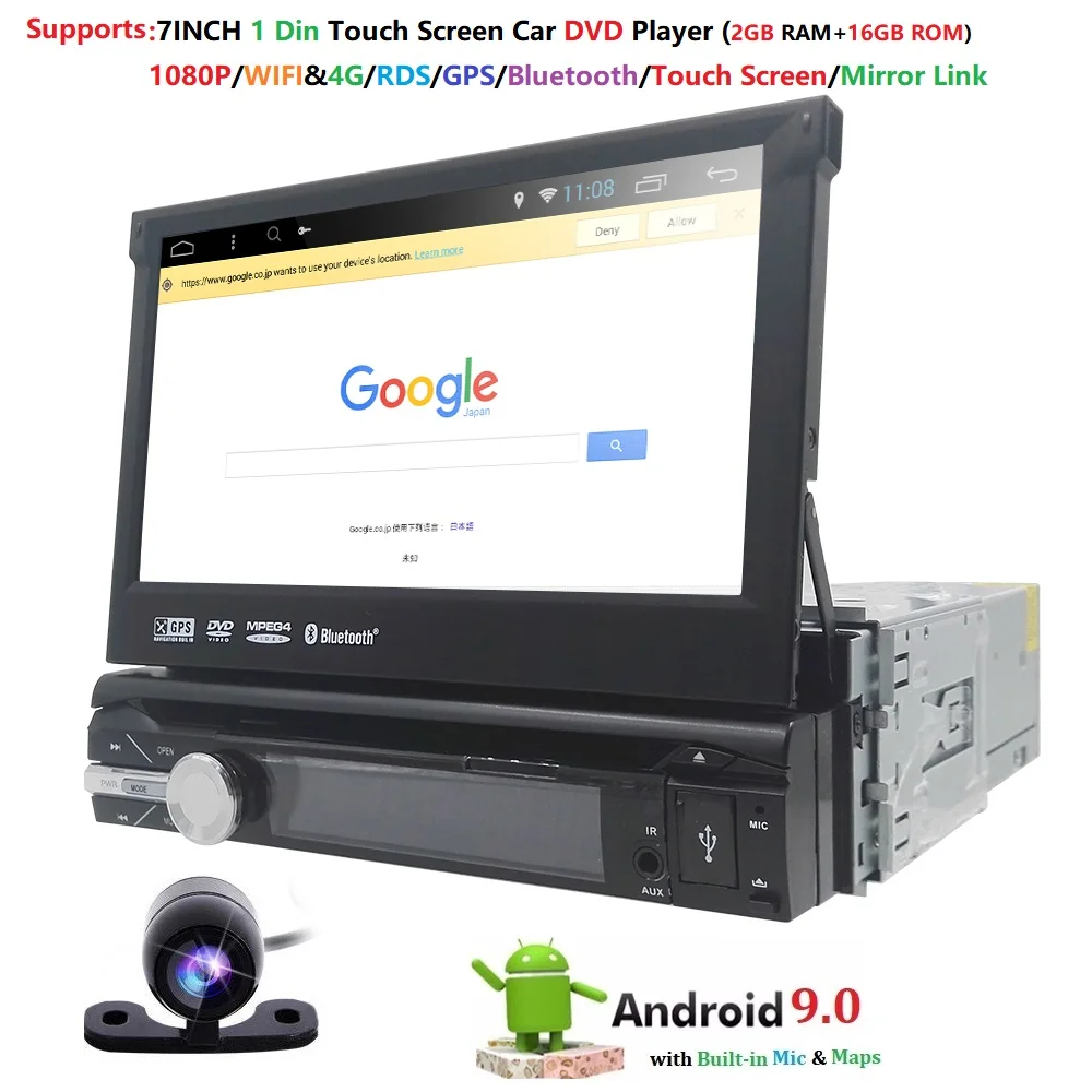 

Quad Core Android 9.0 2G RAM 32GB ROM 16G Support 4G LTE SIM Network Car GPS 1 din Universal car Radio player dvd SWC RDS DVB-T2