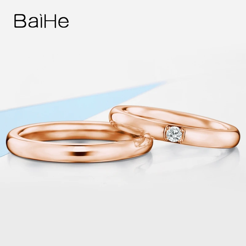 BAIHE Solid 18K Белое Золото 0.09ct Сертифицированный H/SI круглый натуральный бриллиант обручальное женское модное обручальное кольцо ювелирные изделия