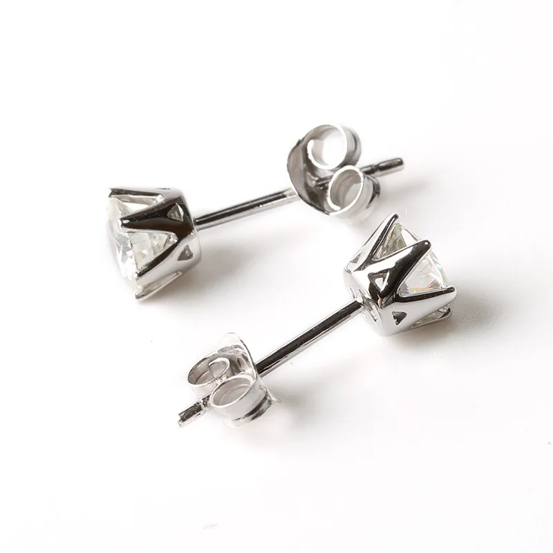 14K Solid or Blanc saphir halo Coussin Clous d/'oreilles à vis 1.5 ct