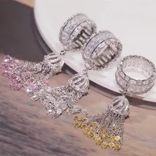 Дизайнерское модное 925 пробы Серебряное ювелирное изделие 3а вечерние кольца с кубическим цирконием