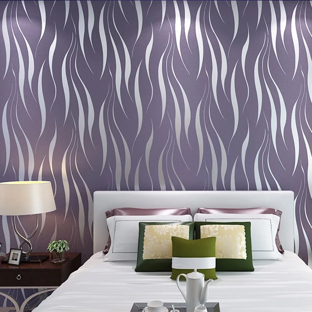 

Silver 3D Non-woven Wave Stripe Embossed Wallpaper Rolls Living Room Decor 10m Dropshipping Apr10