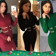 Новинка года Высокое качество женское платье цвет красного вина, черный с золотой раздельное Бандажное платье вечернее+ к