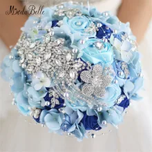 Роскошная обувь с украшением в виде кристаллов Букеты свадебные с бриллиантами брошь букеты свадебные искусственные розы цветы Синий ramo de Novia де cristal