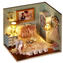 Поделки модель миниатюрный кукольный домик с мебелью светодиодный 3D деревянный дом игрушки ручной работы ремесел подарки на день рождения для детей H010