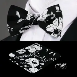 F-669 Hi-Tie Floral Для мужчин s галстук-бабочка модный комплект бабочкой Карманный площадь запонки из хлопка с бантом Галстуки для Для мужчин