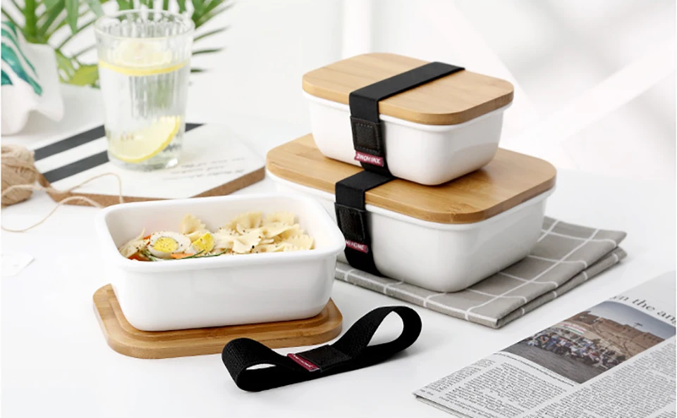 MICCK Microwavable Ланч-бокс в японском стиле бамбуковый керамический Bento box Теплоизоляционный контейнер для хранения продуктов