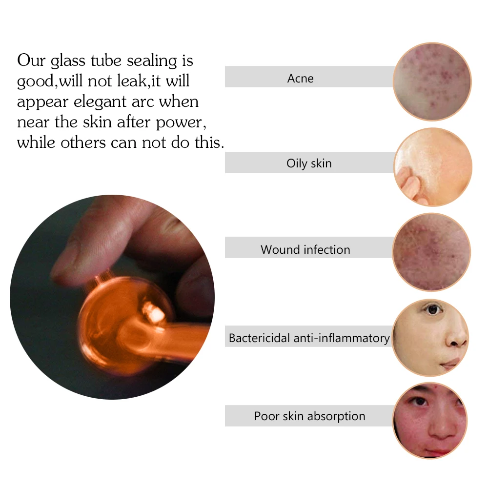  Beauty Star Electrode High Frequency Facial Machine Spot Acne Remover Facial Skin Care Massager Hig