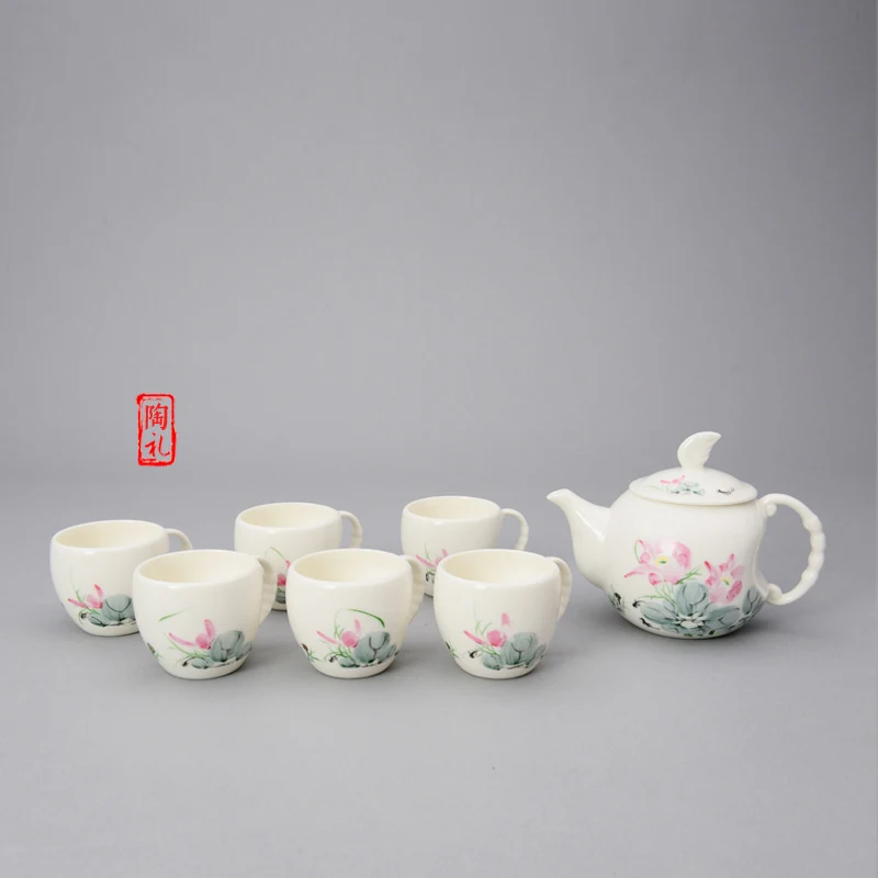 

Jingdezhen Hand painted Qingfeng Kung Fu Ceramic Teapot Cup Bone China Tea Set of Chinese Tea Ceremony Gift