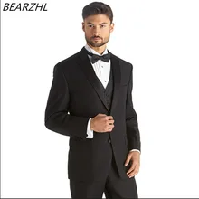 Костюм из трех предметов мужской костюм черный смокинг жениха портной костюм