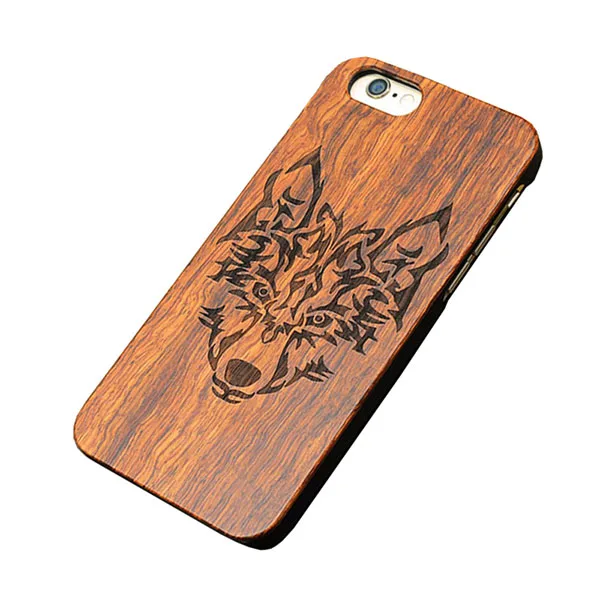 Чехол для телефона 6 в стиле ретро с натуральным тиснением под дерево для iPhone 5, 5S, SE, 6, 6 s, 7 Plus, Funda, деревянный чехол с резьбой, Твердый чехол для ПК - Цвет: Wolf Totem