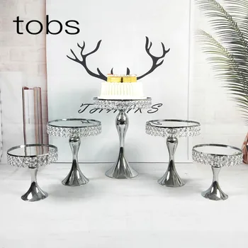 

crystal set silver mirror beautiful wedding Luxury cake stand party supplier decoration