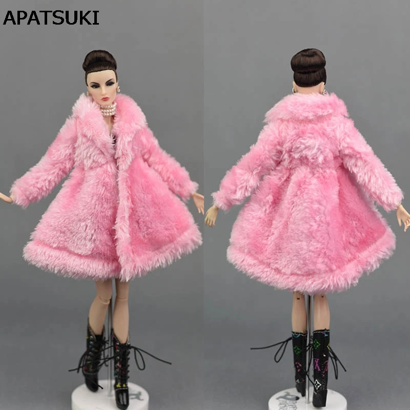 Аксессуары для кукол Розовая зимняя одежда теплое меховое пальто для кукол Барби кукла из меха Одежда платье Одежда для 1/6 BJD кукла, детская
