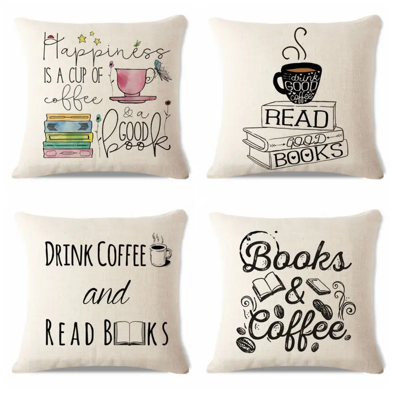 

High Quality Cushion Cover Nordic Tea Wine Word Cushions Custom Linen Throw Pillows Letter Pillowcase Decorative Pillow cover