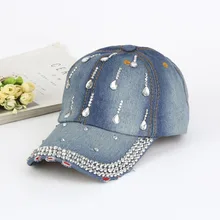 Новинка года; Модная Джинсовая бейсболка со стразами; винтажная хип-хоп шляпа; сезон весна-лето; женские повседневные Шапки; хлопковые спортивные унисекс; бейсболка