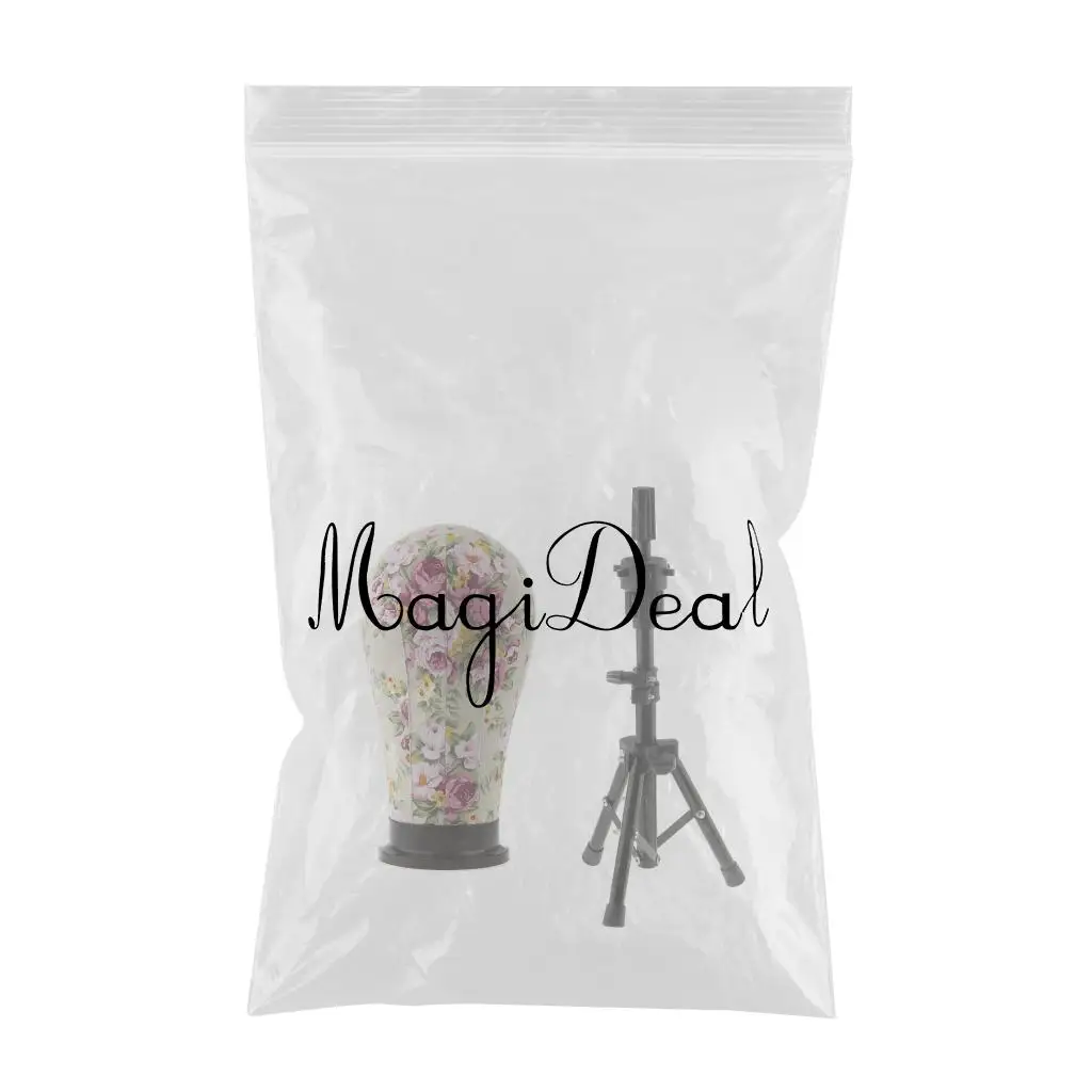 Cork Canvas Block Mannequin Model Head Wigs Making Display with Tripod Stand 21''