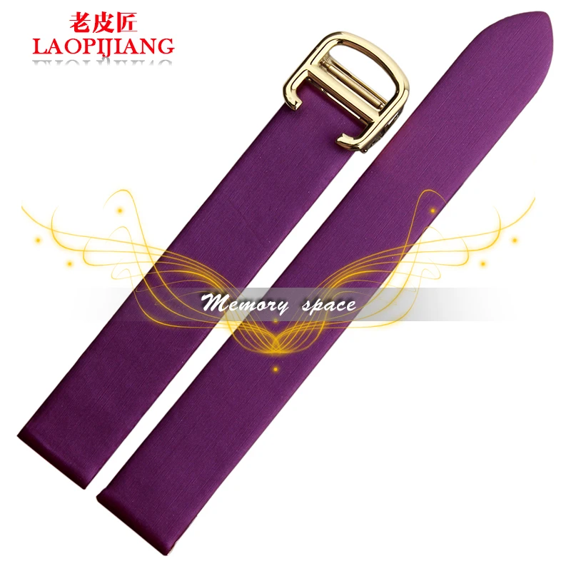 

High Quality Silk Strap For C-a-r-t-i-e-r Watch 14mm Black Brown Purple Silver stainless steel clasp Men Women Watch Band