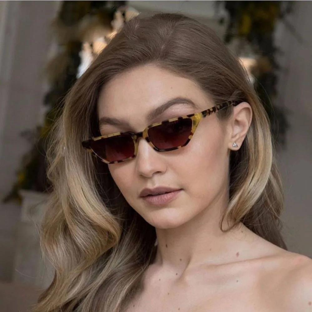 Милые сексуальные ретро солнцезащитные очки Cateye женские знаменитый бренд маленький золотой черный винтажный Ретро Солнцезащитные очки женские очки в леопардовой оправе Oculos