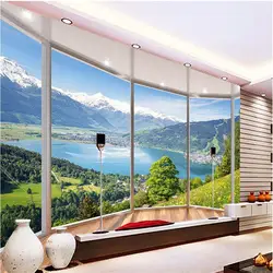 Beibehang пользовательские фото обои фоне обоев гостиная ТВ вид балкон снег озеро пейзаж 3d фрески Papel де Parede